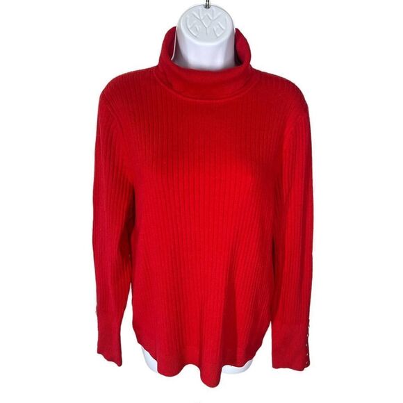 Talbots Petite Red Ribbed Knit Turtleneck Sweater Women's Size XLP NWT - Picture 1 of 8